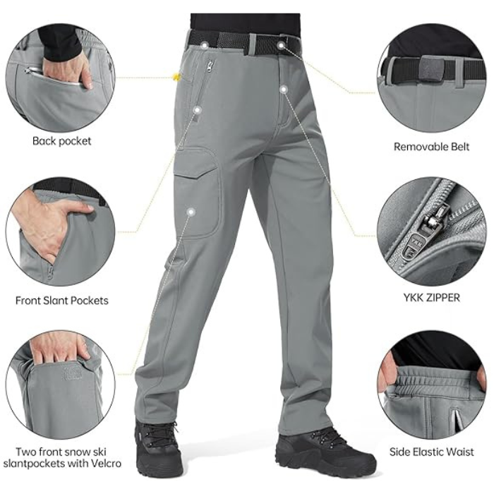 Sharkskin Windproof Softshell Fleece Lined Cargo Pants