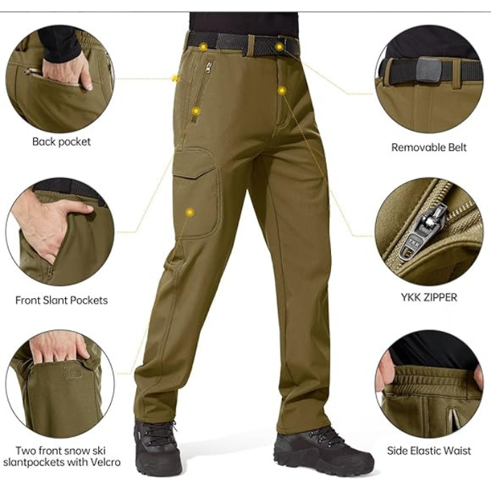 Sharkskin Windproof Softshell Fleece Lined Cargo Pants