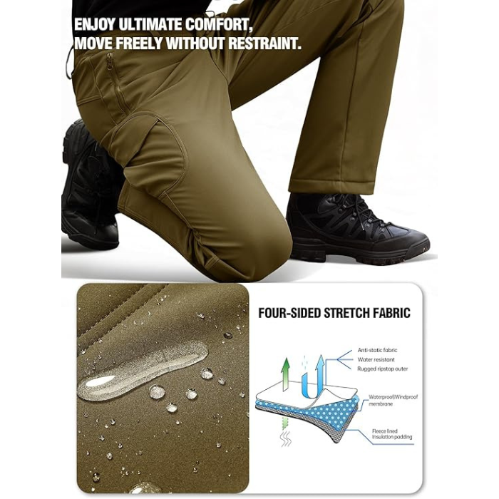 Sharkskin Windproof Softshell Fleece Lined Cargo Pants