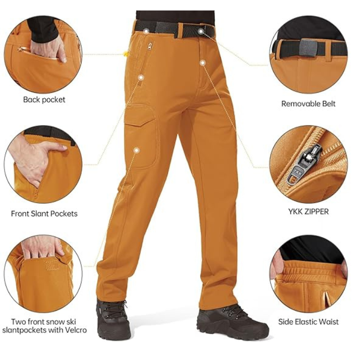 Sharkskin Windproof Softshell Fleece Lined Cargo Pants