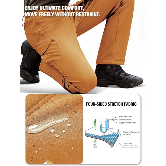 Sharkskin Windproof Softshell Fleece Lined Cargo Pants