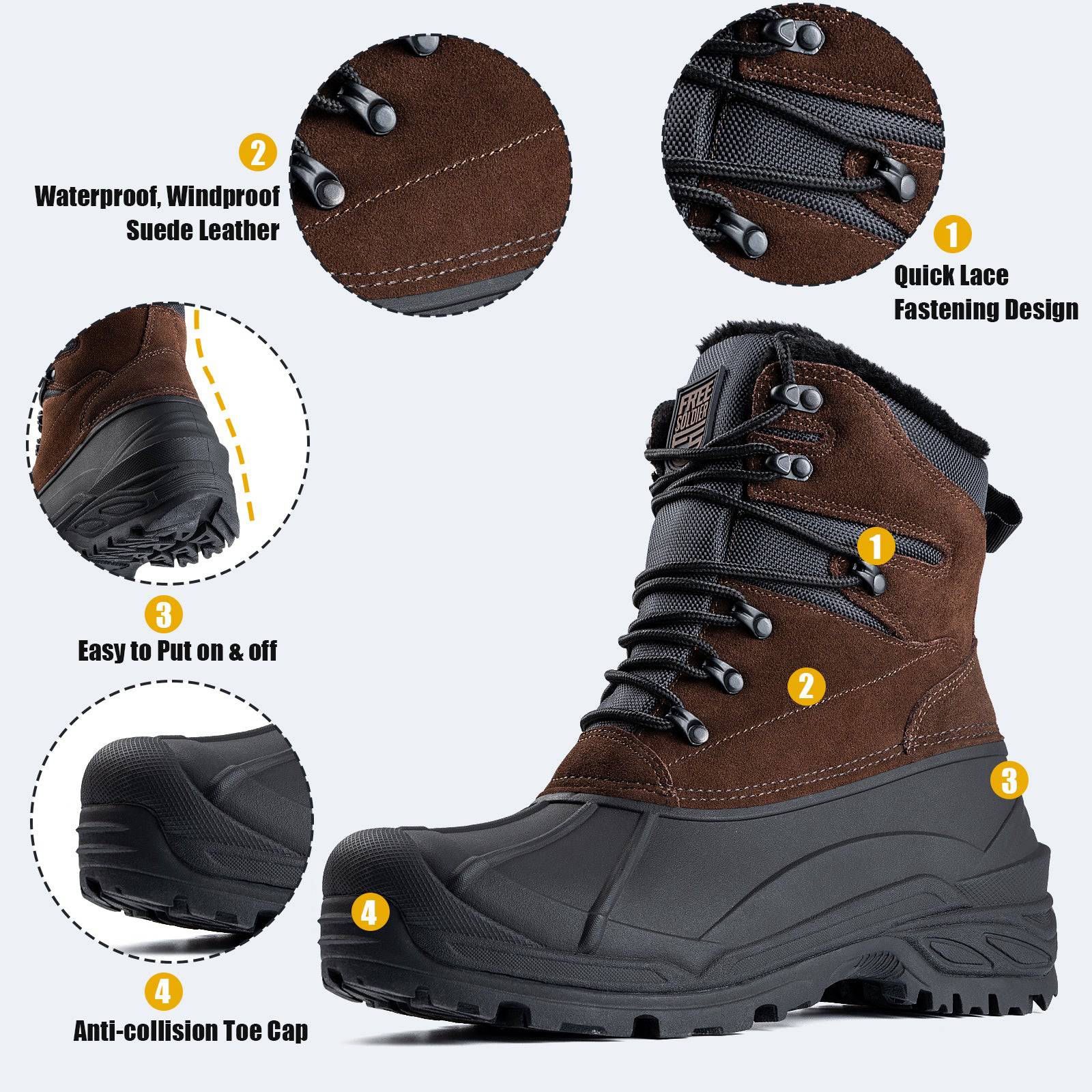 Botas de senderismo impermeables para nieve para hombre GATOR