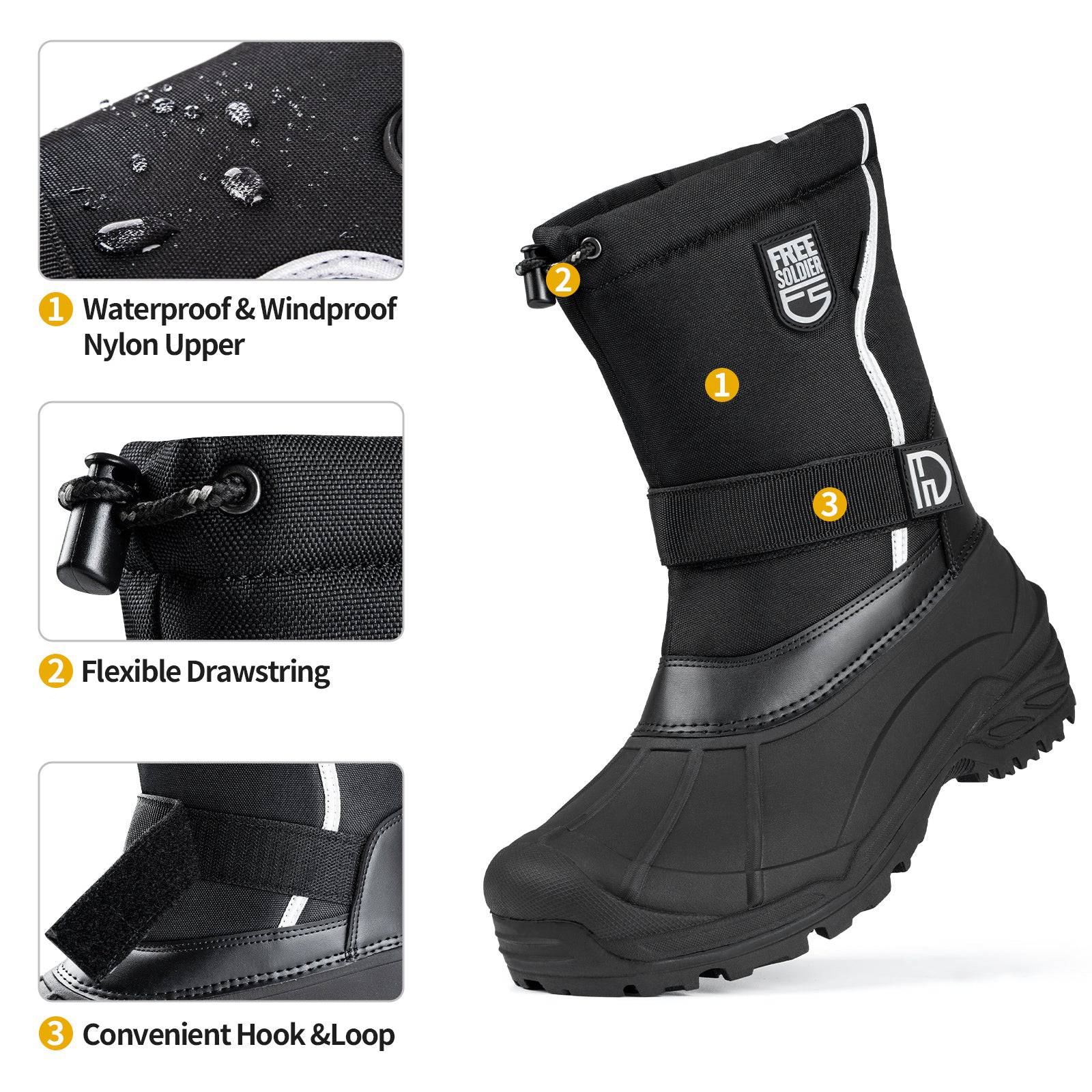 Botas de senderismo para nieve impermeables para hombre ORCA con forro extraíble