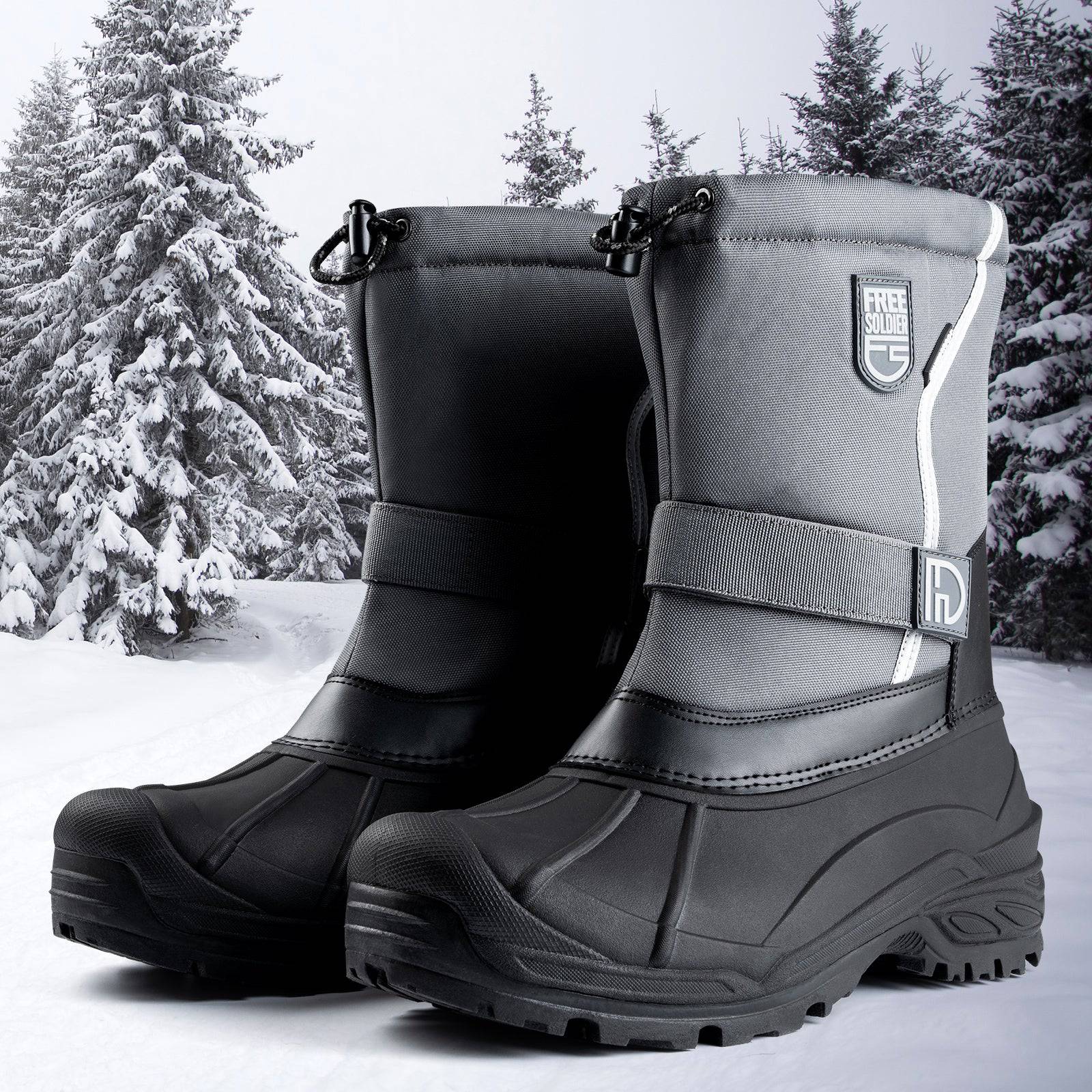 Herren-Schneestiefel, isoliert, wasserdicht, rutschfest, für den Winter, mit herausnehmbarem Futter