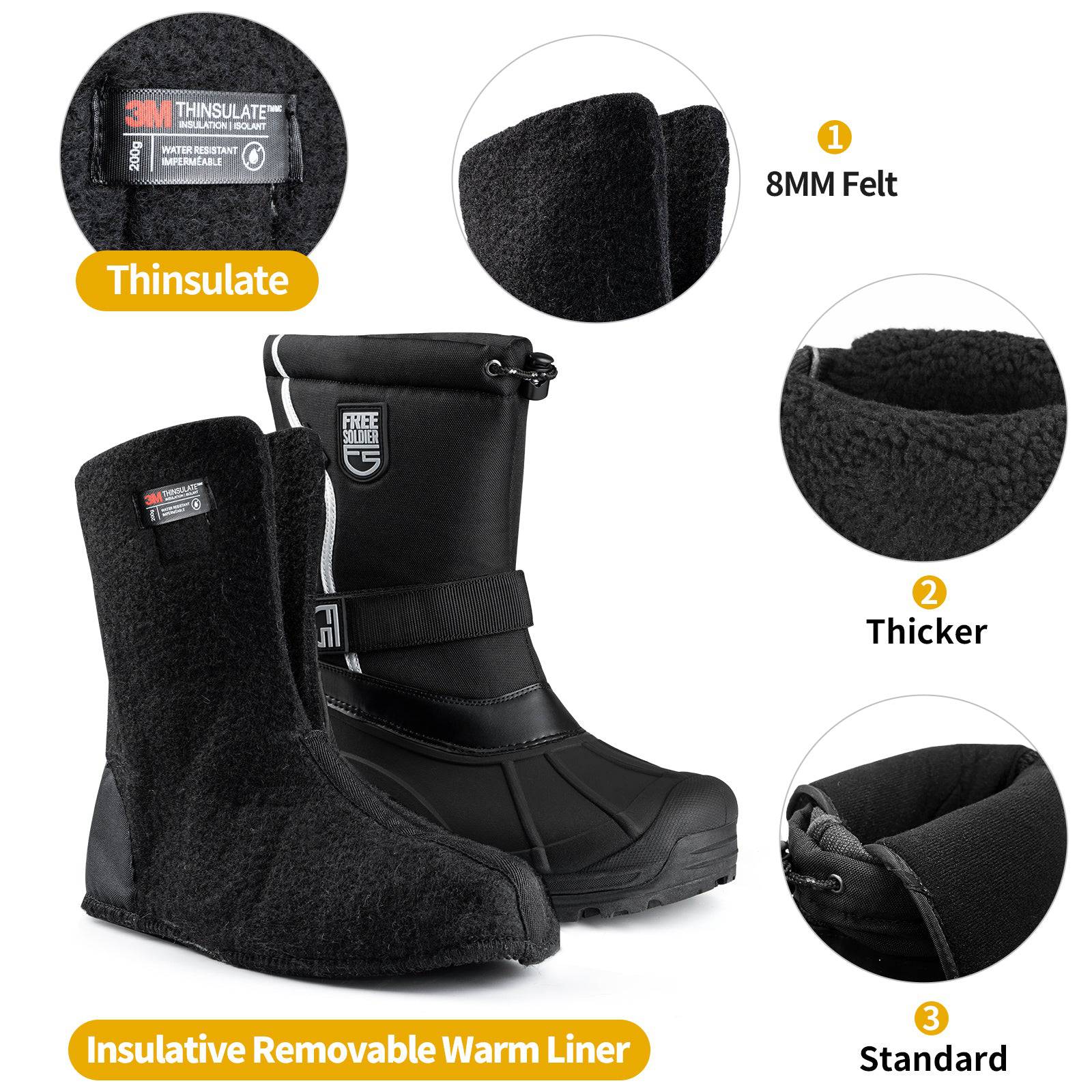 Botas de senderismo para nieve impermeables para hombre ORCA con forro extraíble