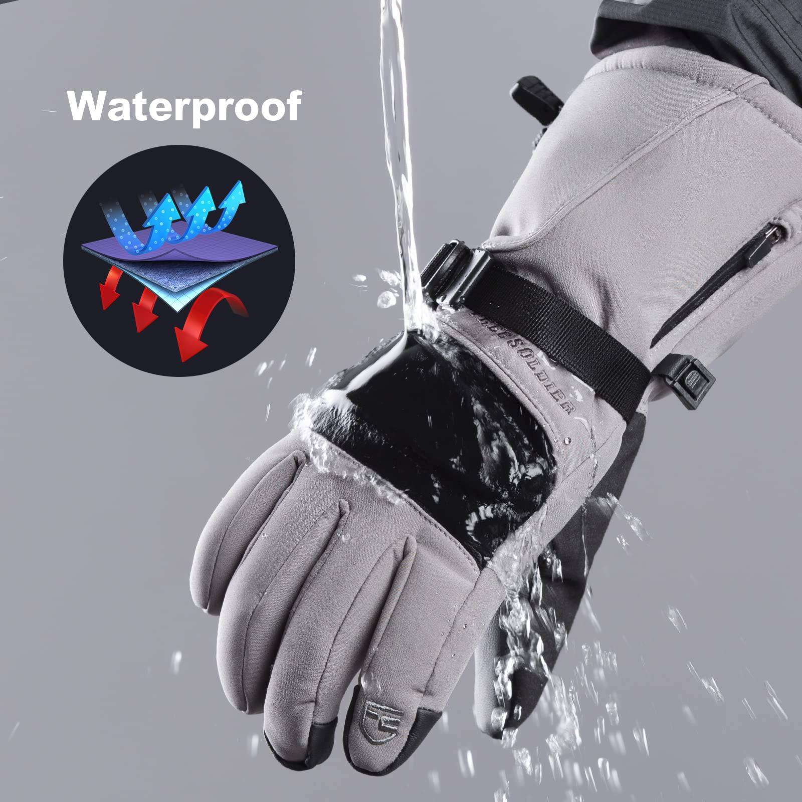 Waterproof Gloves Women Pro Ski Gloves 3M Thinsulate Waterproof