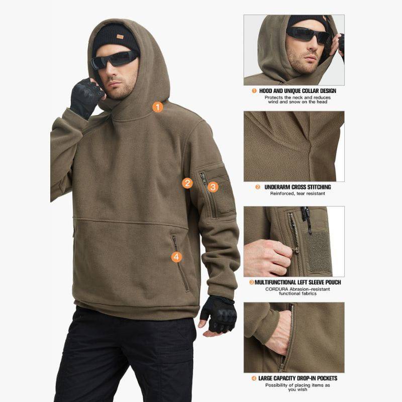 Sudadera con capucha táctica polar para hombre FIERCE