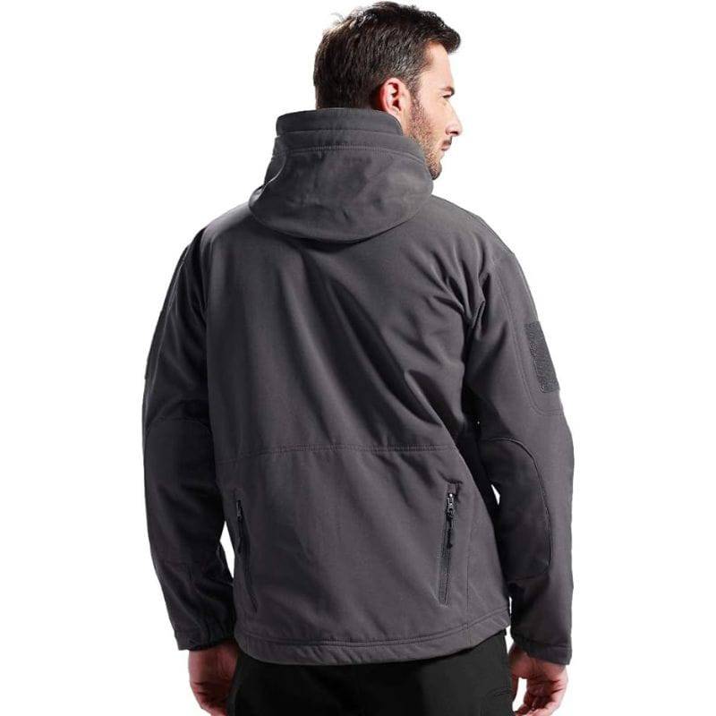 Men s Softshell Hiking Jacket Waterproof Hooded Tactical Hunting Jacket Gray M