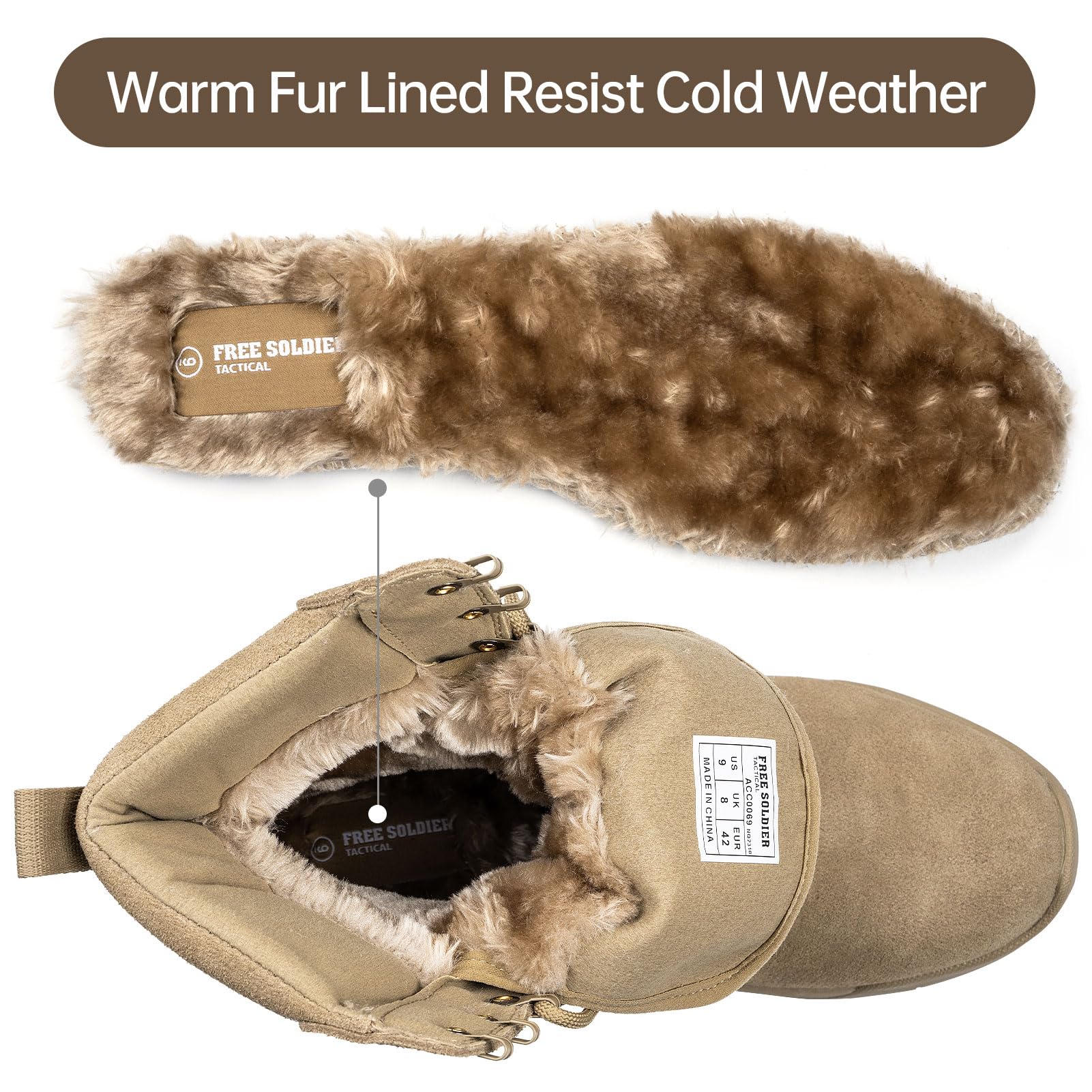Men‘s Warm Fur Lined Snow Tactical Boots