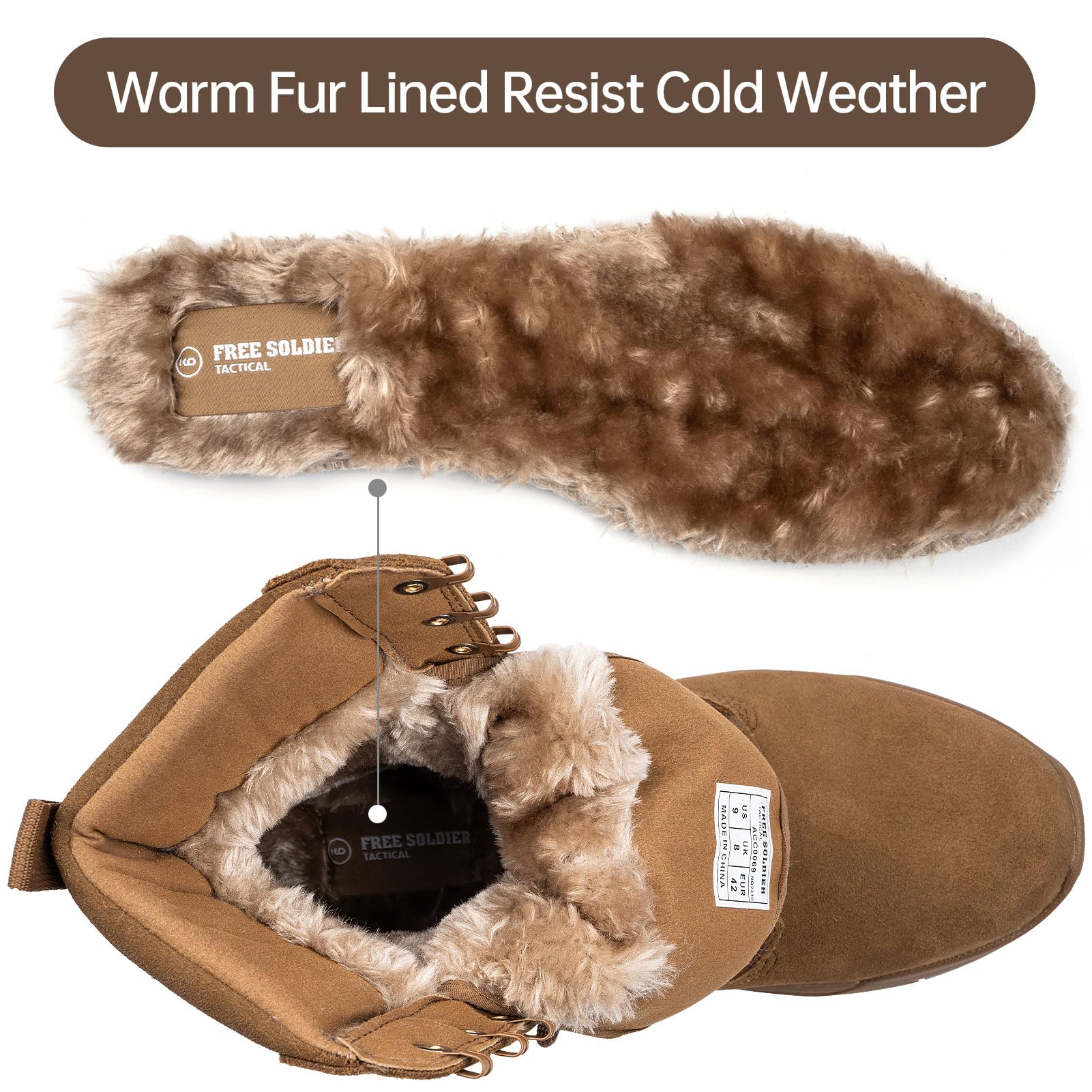 Men‘s Warm Fur Lined Snow Tactical Boots