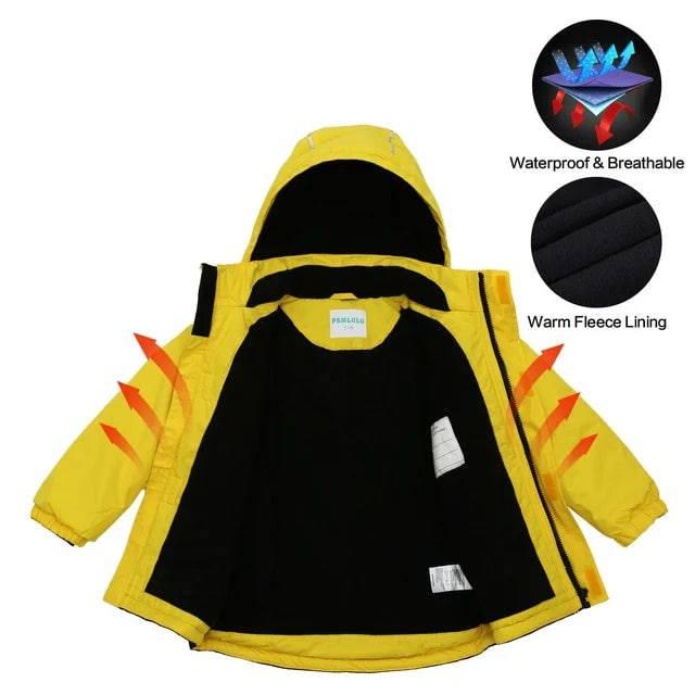 PAMLULU Kids Fleece Lined Waterproof Raincoat