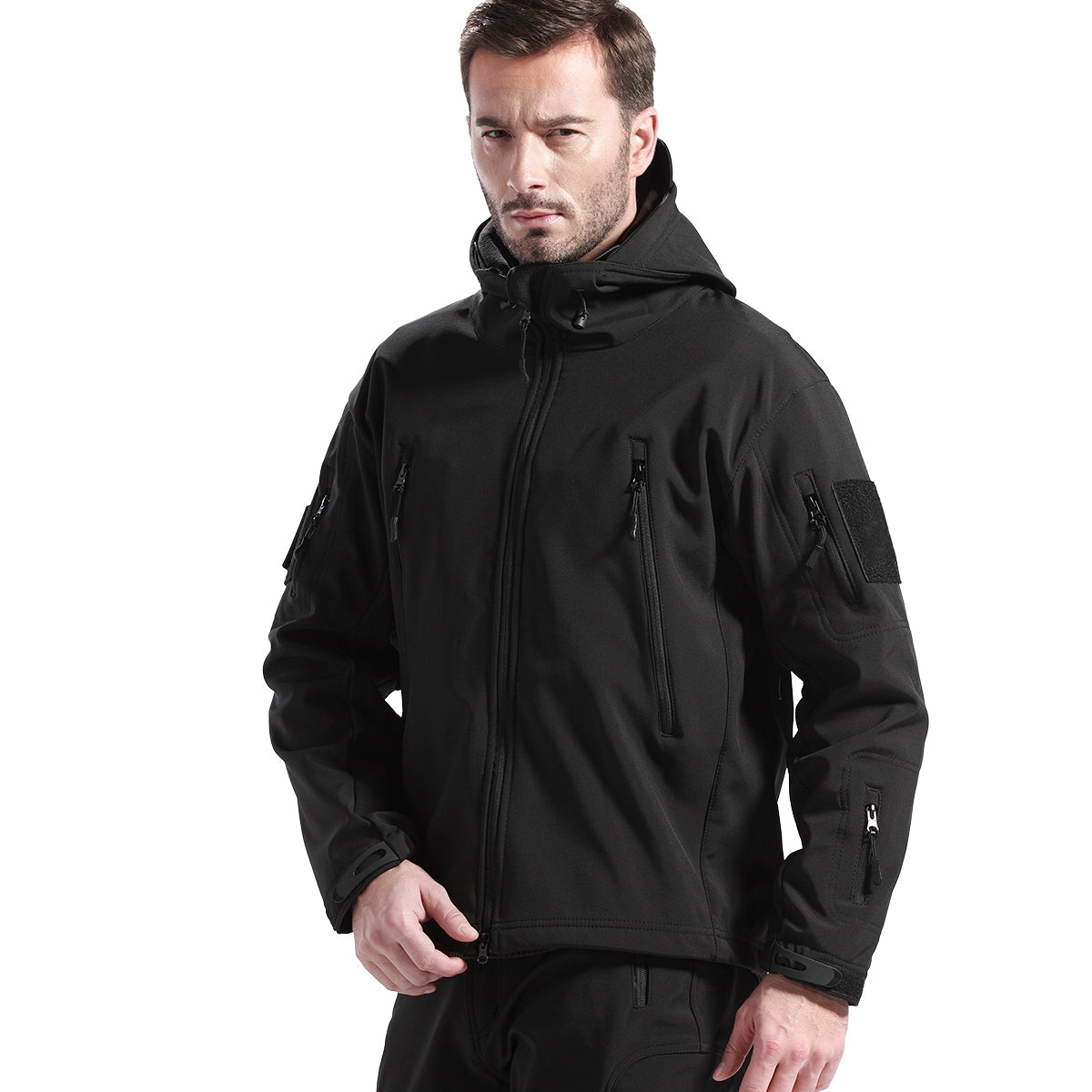 Waterproof Men's Soft Shell Tactical Jacket Army Windbreaker Fleece Coat  Hooded