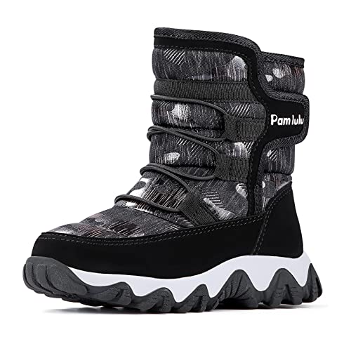 PAMLULU Outdoor Slip Resistant Warm Waterproof Boys Winter Snow Boots