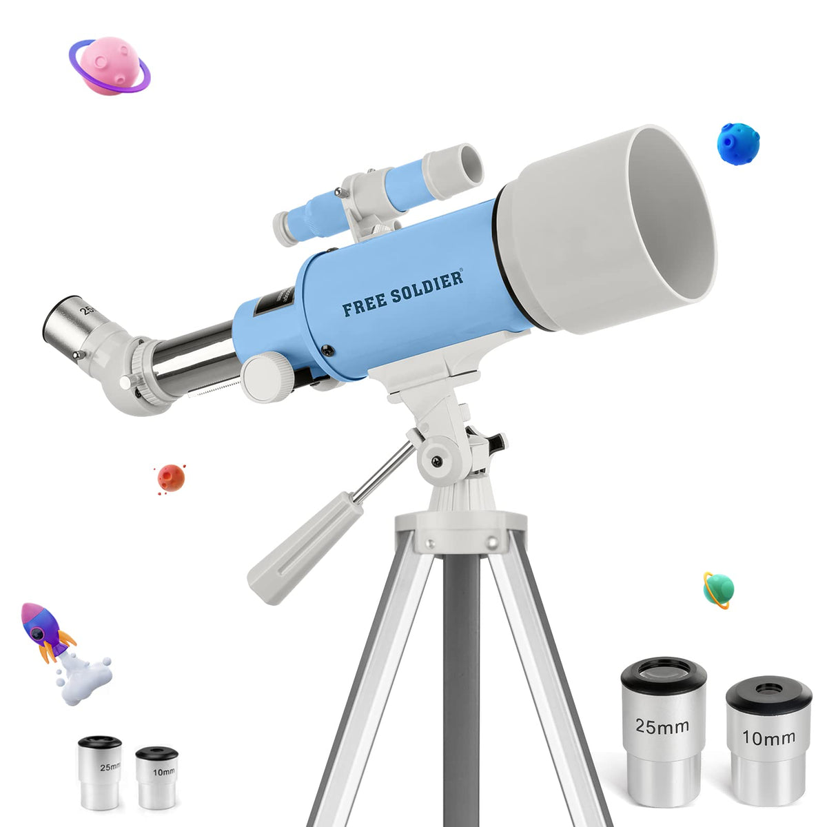 Telescopio refractor astronómico de distancia focal de 400 mm de apertura  de 70 mm para niños principiantes, con bolsa de transporte, telescopio de  viaje con trípode ajustable - K&F Concept